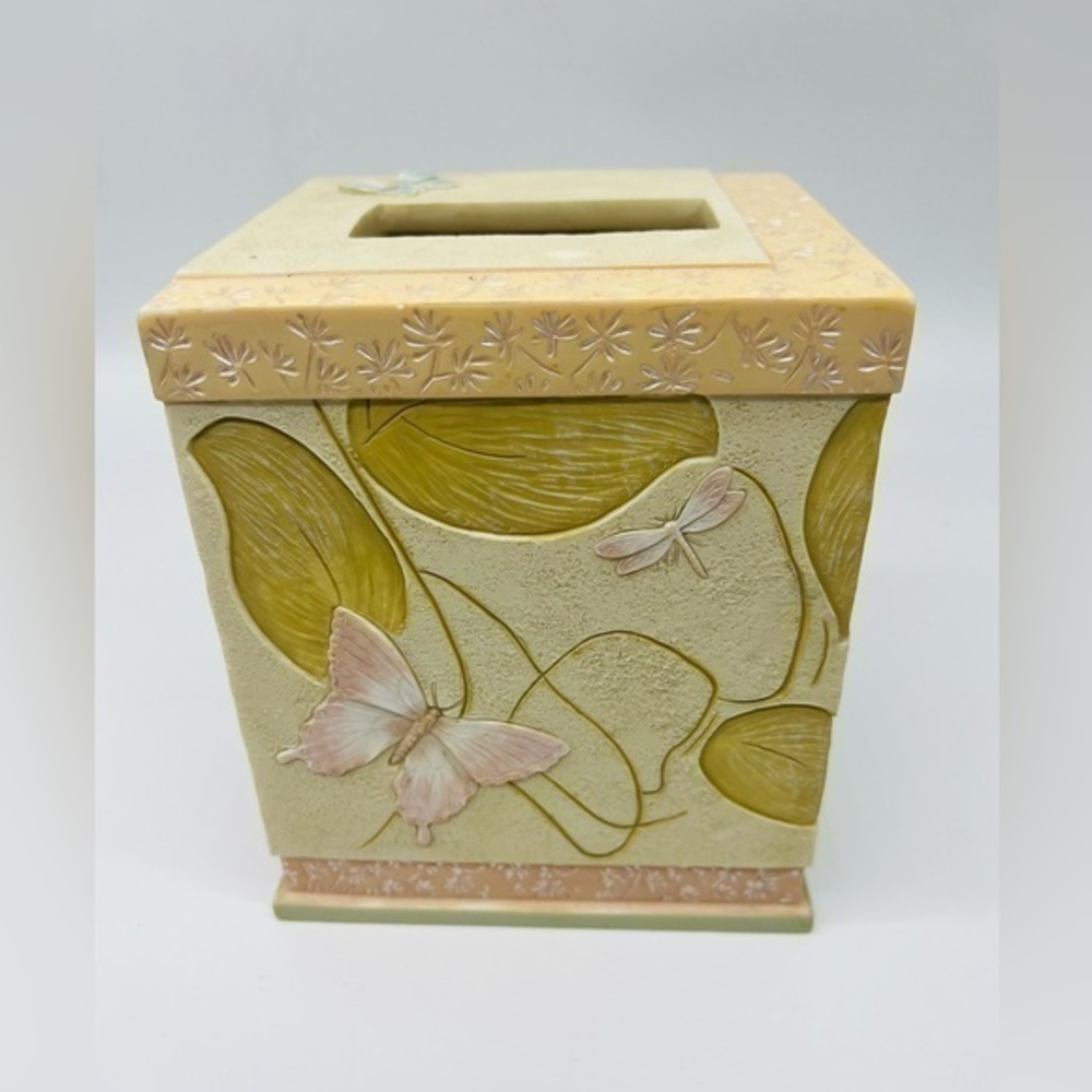 Charter Club hand painted tissue box with butterflies